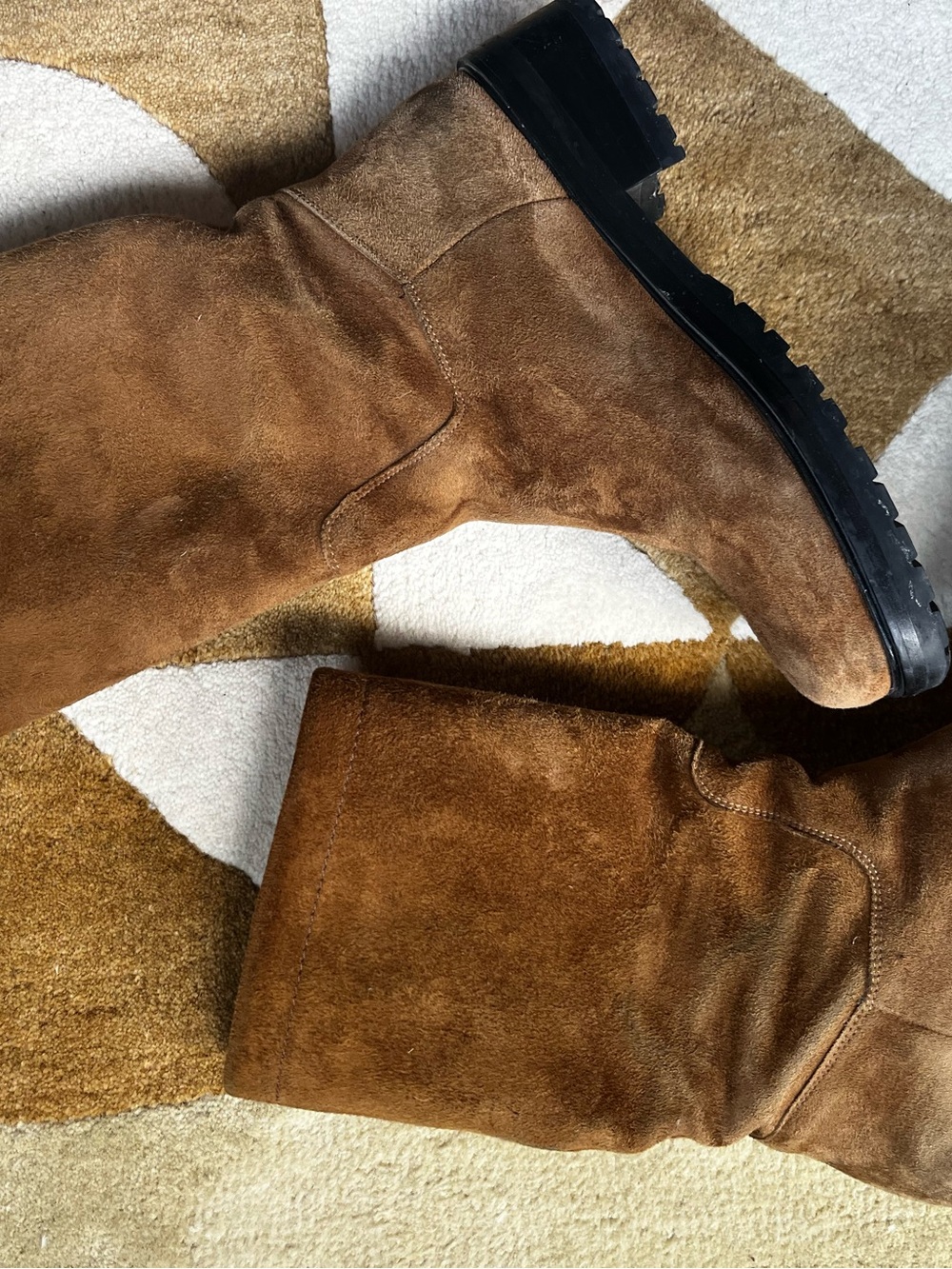 Maryam Nassir Zadeh Brown Suede Lug-Soled Mid-Calf Boots